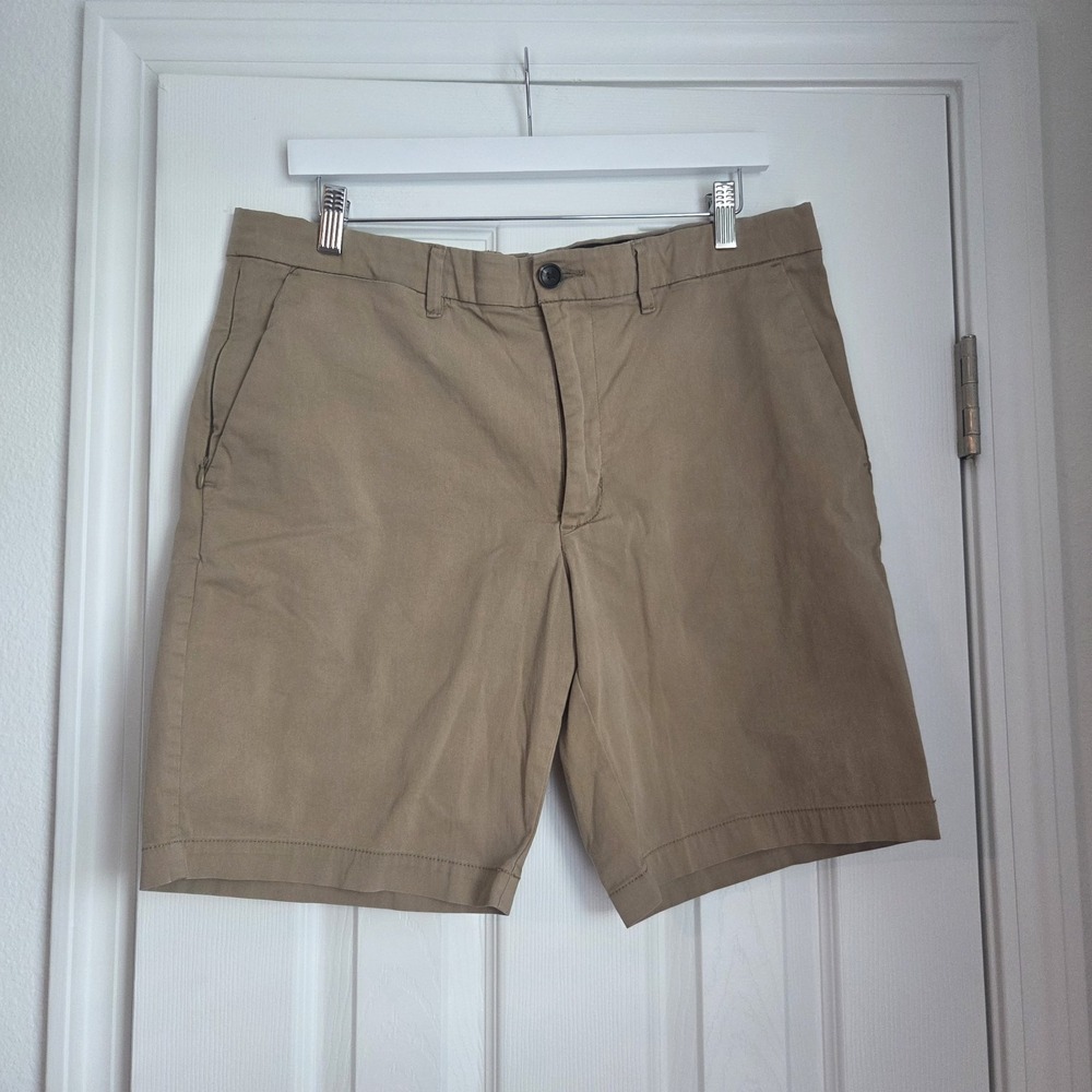 Goodfellow & Co Men's Flat Front Chino Shorts Khaki Tan Cotton Stretch 36